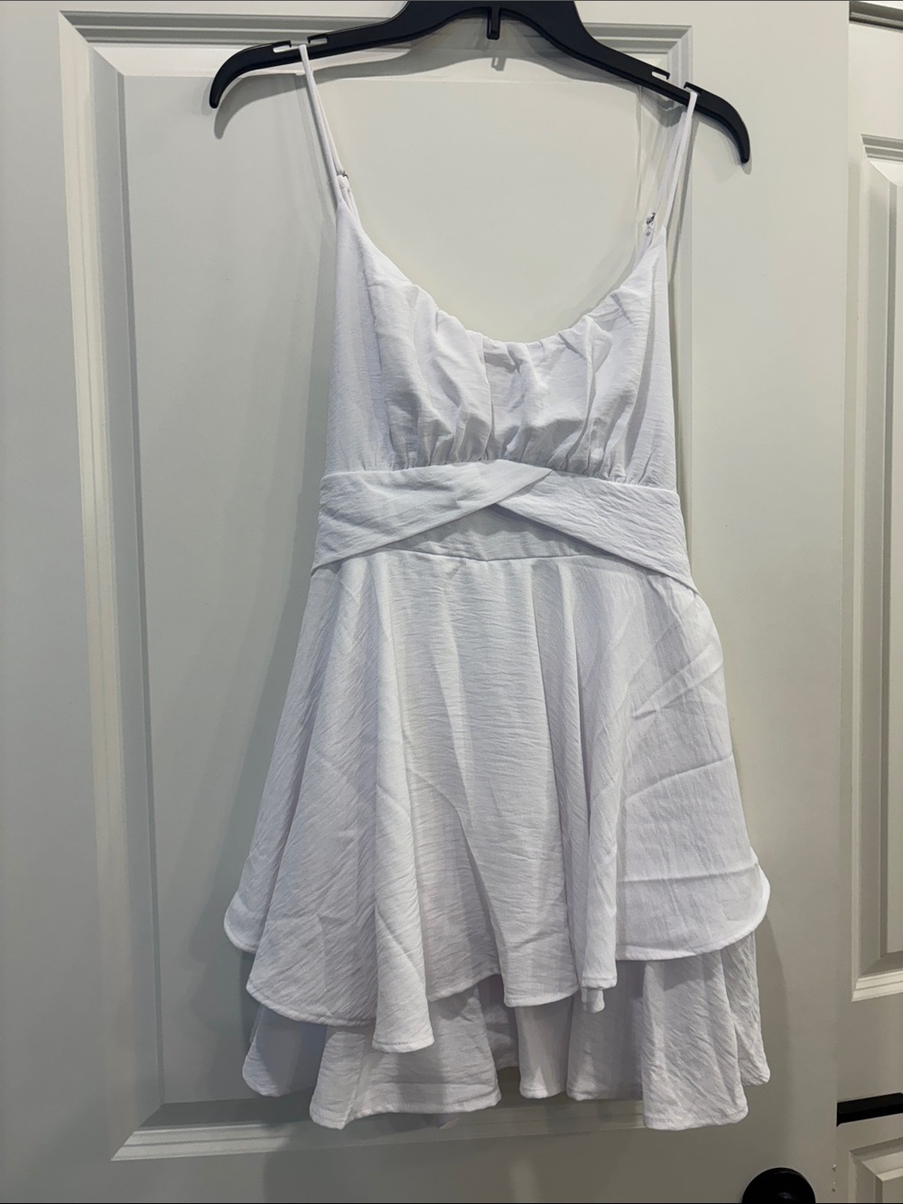 Altar’d State White Spaghetti-Strap Tiered Romper